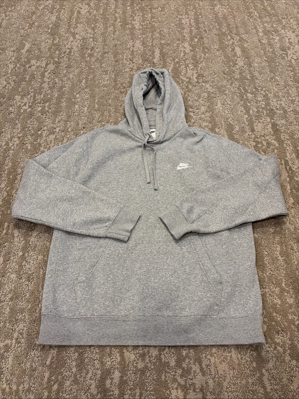 NIKE Light Gray Size Large Hoodie White Nike Swoosh Pockets